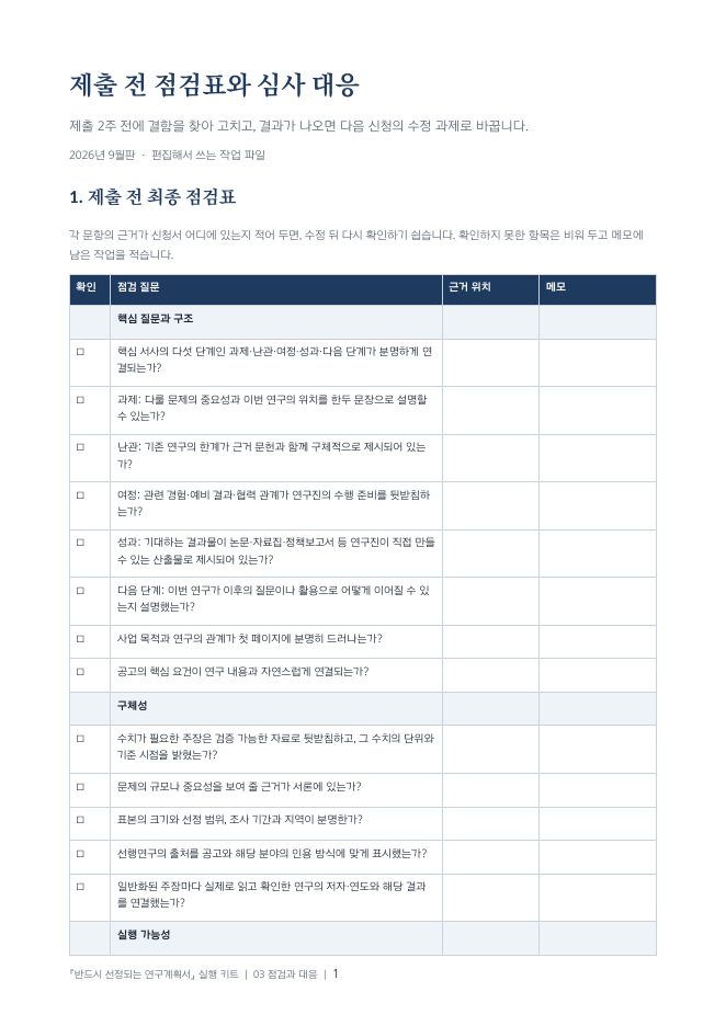 Review checklist sample